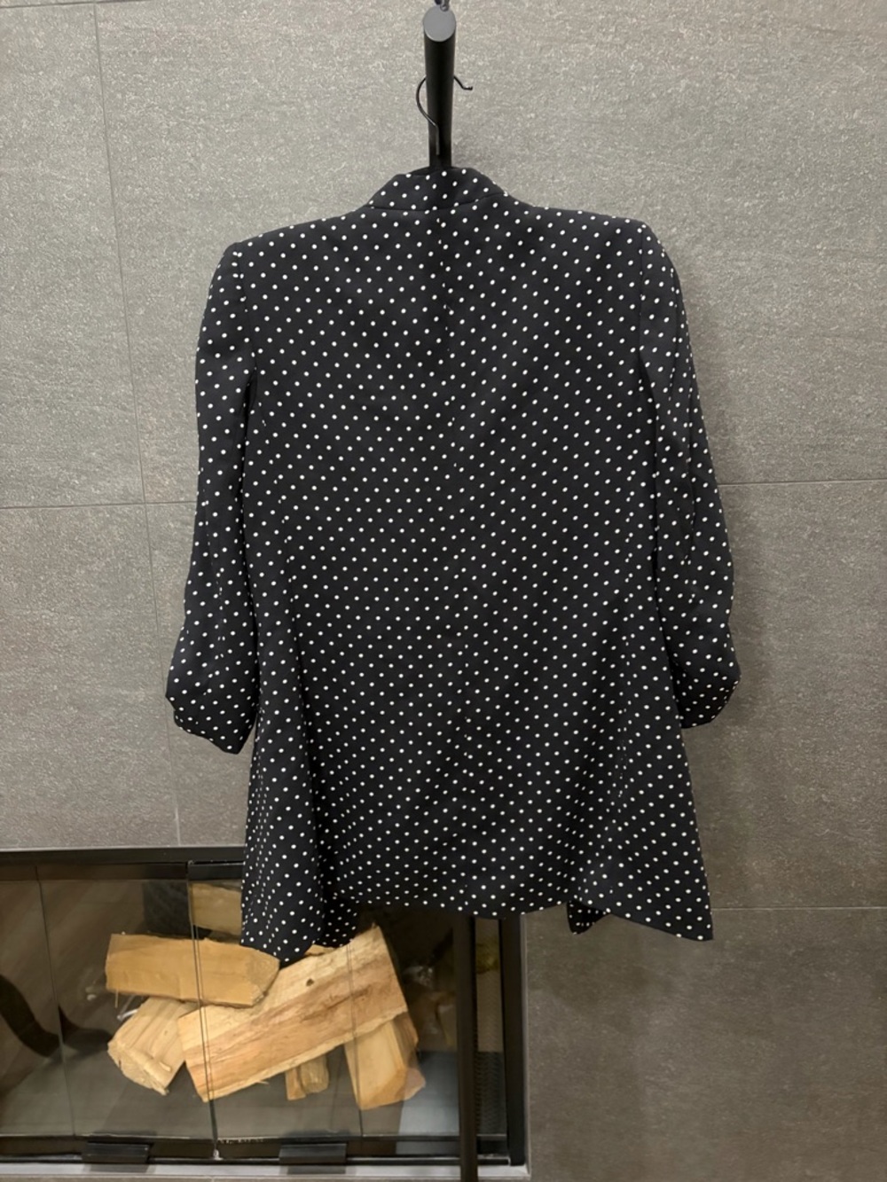 Philosophy Black Polka Dot Tab Sleeve Open Front Blazer Size Medium - Picture 8 of 12